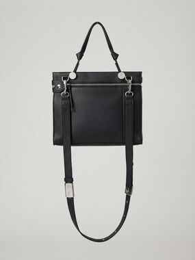 Foley + Corinna Black Pebbled Leather Shoulder Bag with Silver Hardware